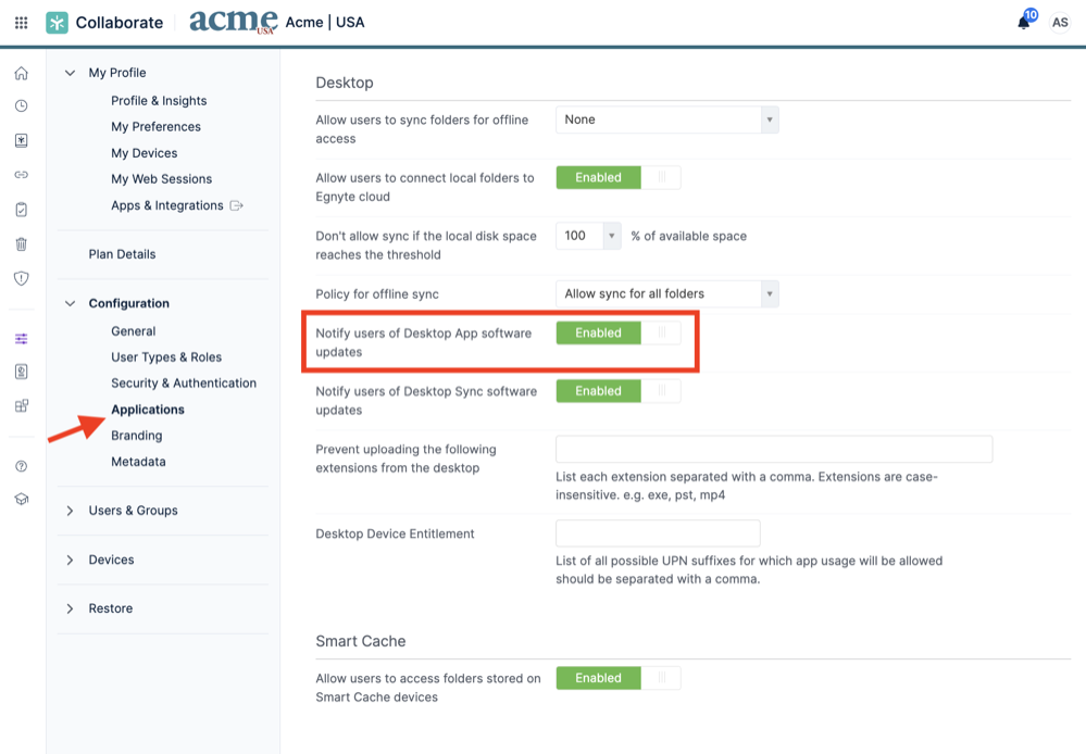 Desktop App Update Notifications – Egnyte