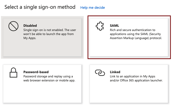 Azure SSO - select SAML from sso options.png
