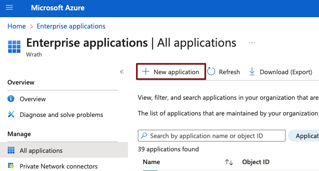 Azure SSO - click on New application button.png