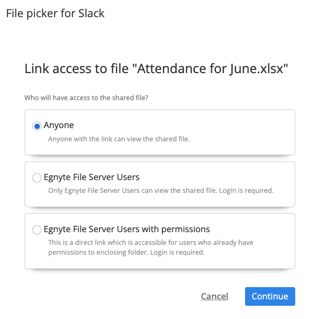 Egnyte for slack - select acess level.png