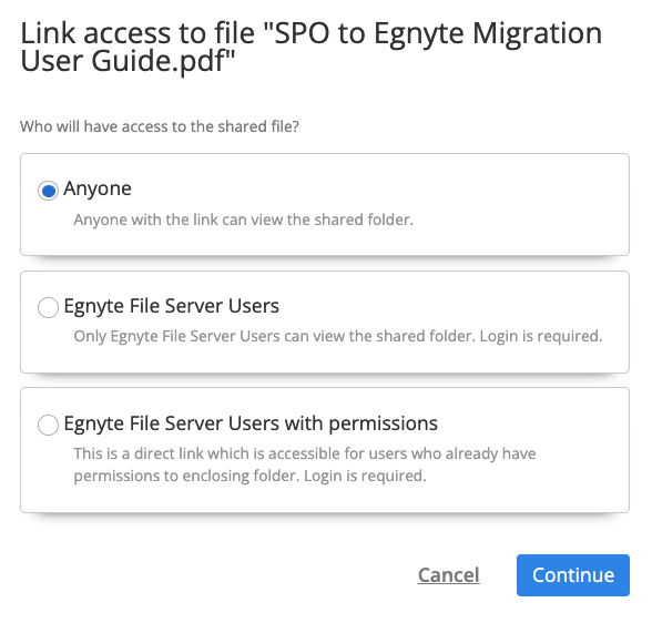 Egnyte for slack - select access level for the upload file.png