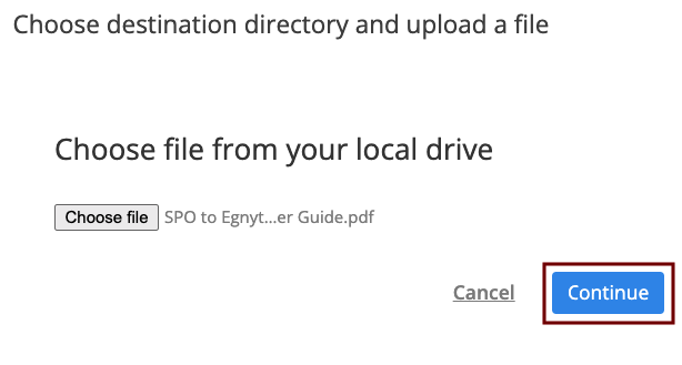 Egnyte for slack - file selected - click on continue.png