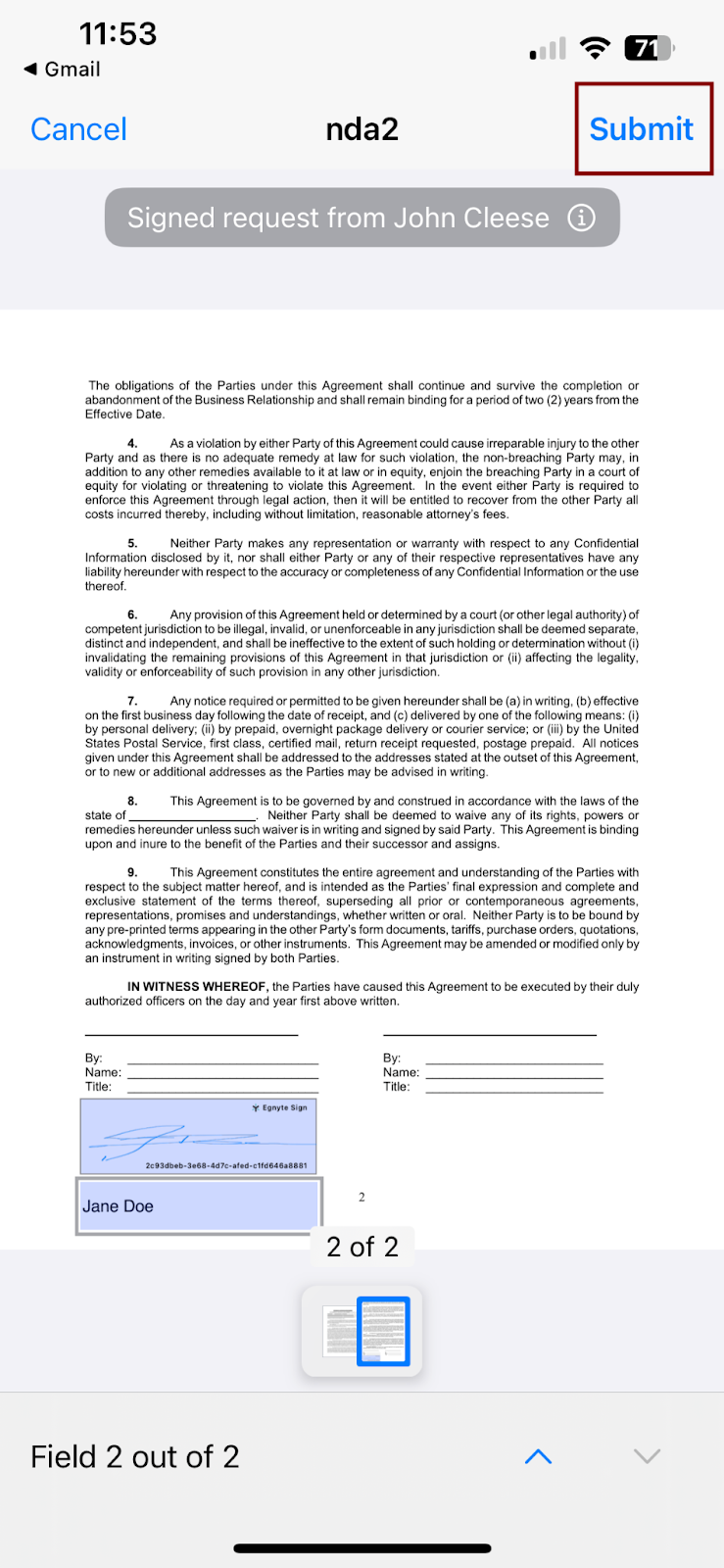 Egnyte sign on mobile - iOS submit signature.png