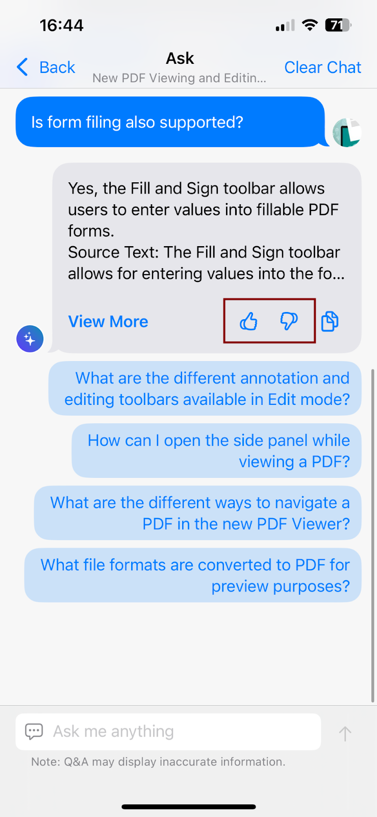 Ask AI on IOS - provide feedback for answer.png