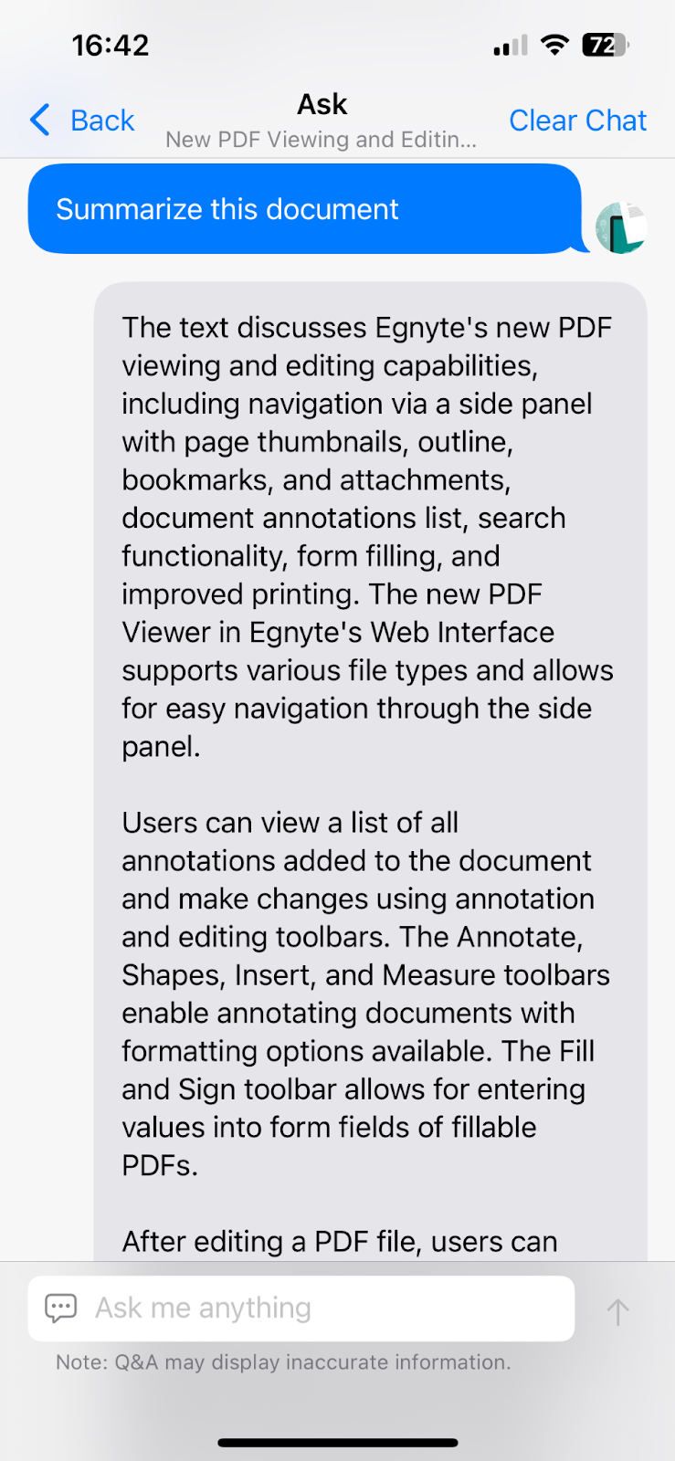 Ask AI on IOS - summary generated.png