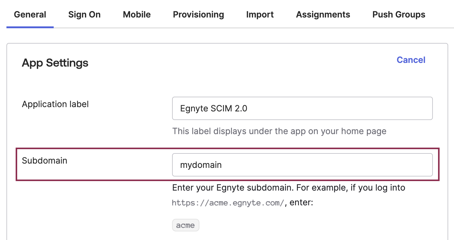 Okta SCIM - config -general tab.png