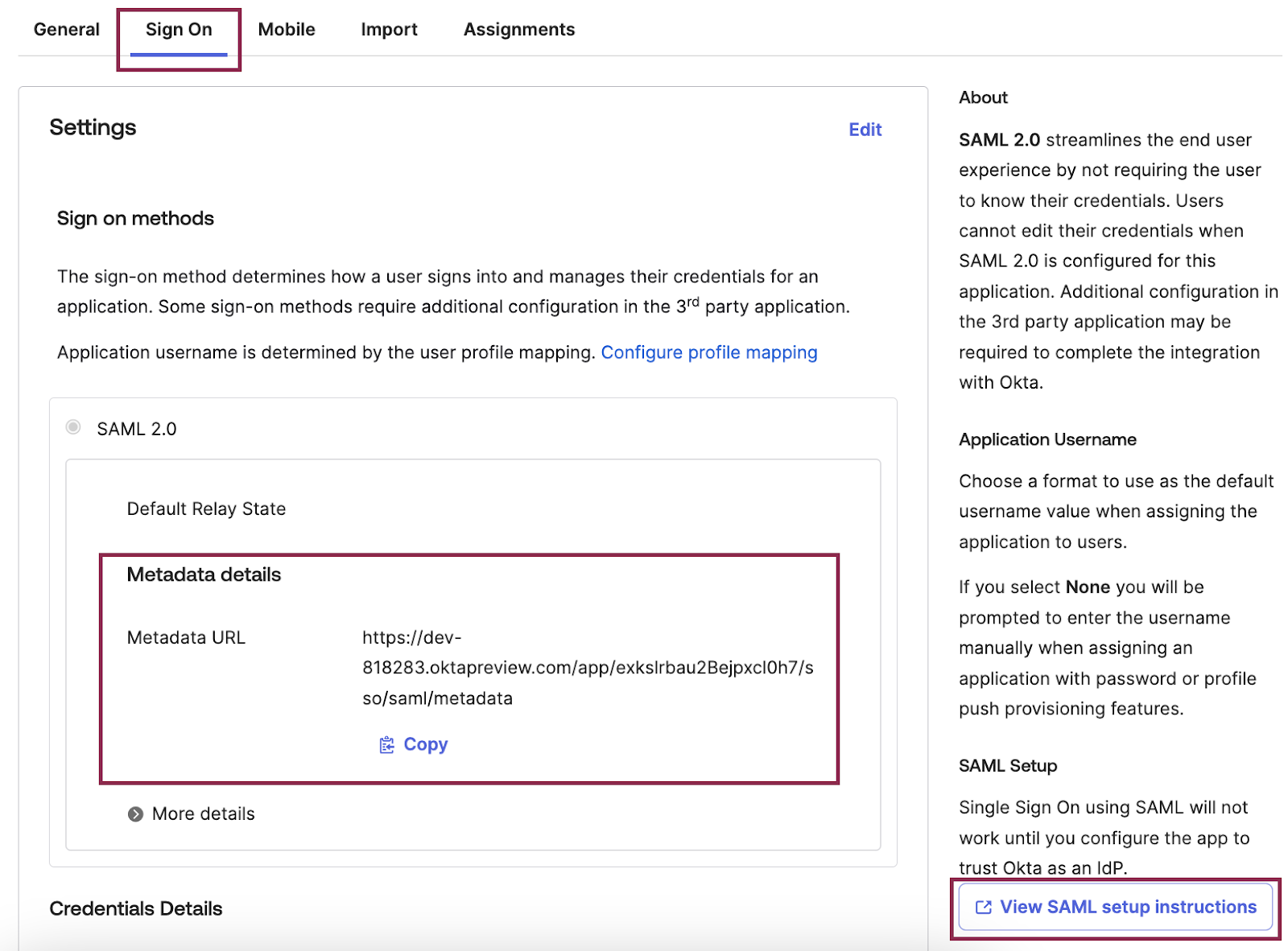 Okta SCIM - copy metadata xml.png
