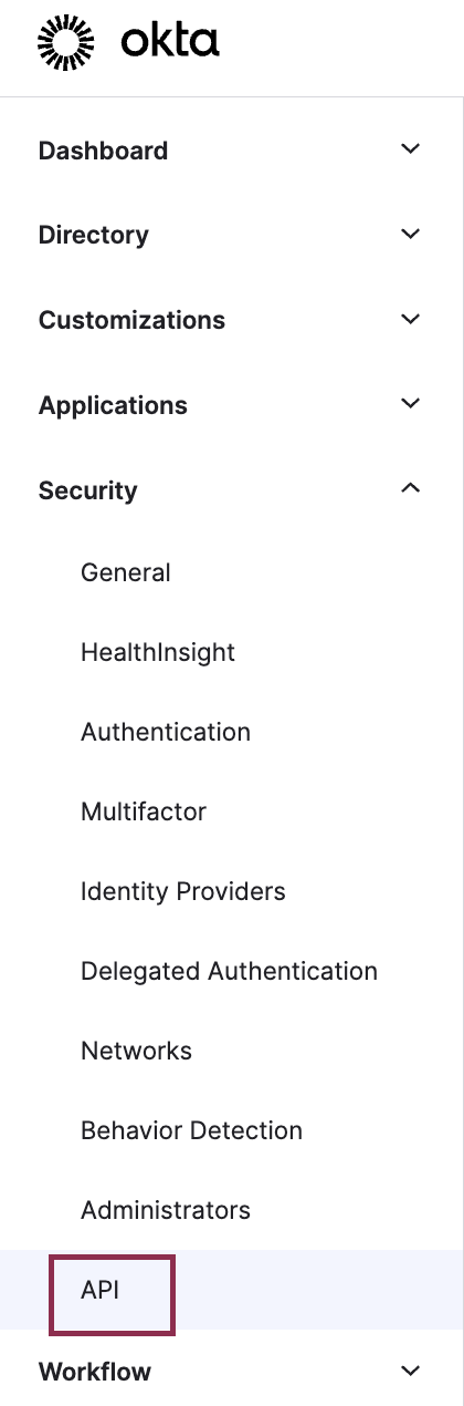 Okta SCIM -  select API under security.png
