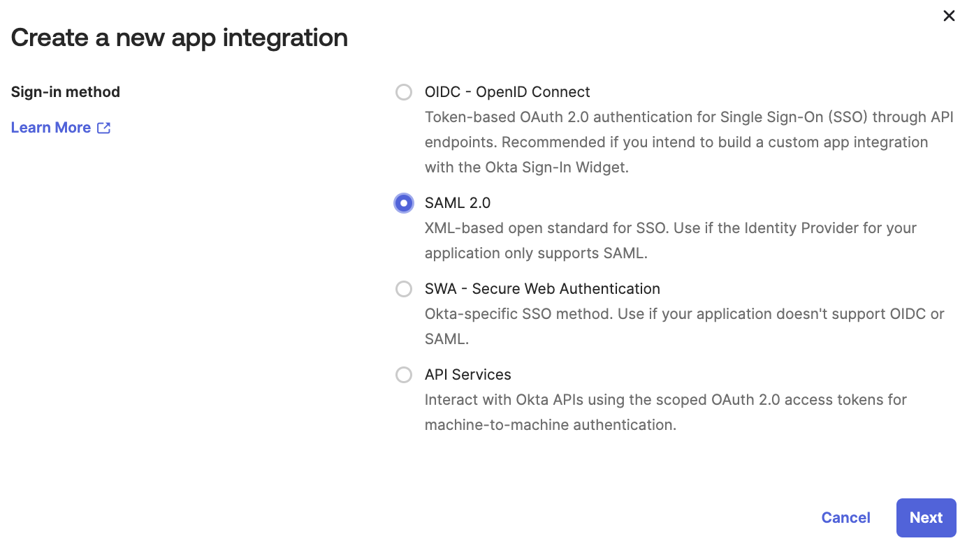 Okta SCIM - select 2.0 for custom application.png