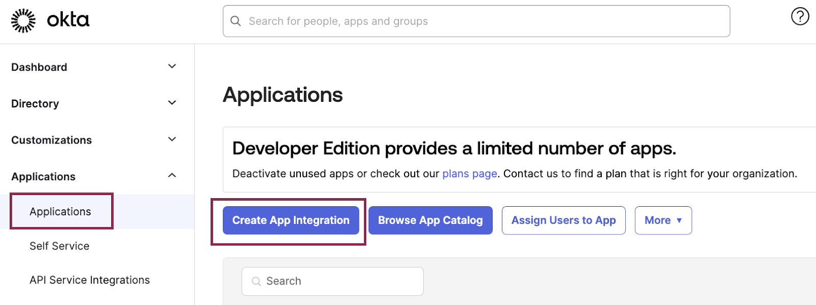 Okta SCIM - applications - create integration button.png