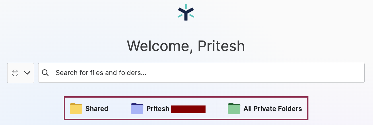 homepage - quick links to shared and private folders.png
