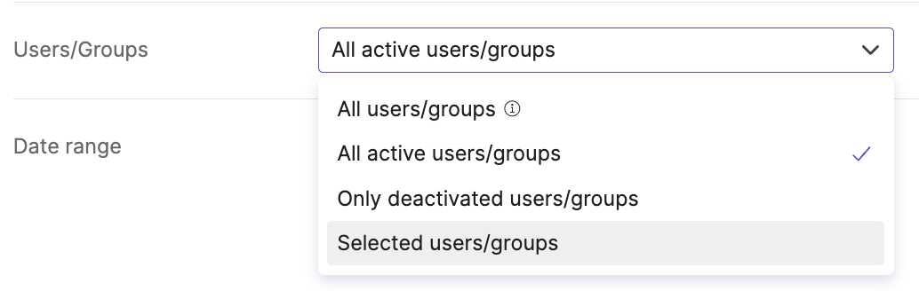 Unused permissons report - users and groups dropdown.png