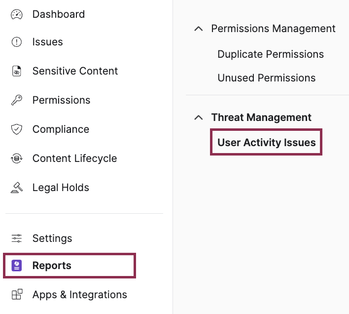 User activity issues report - navigae to .png