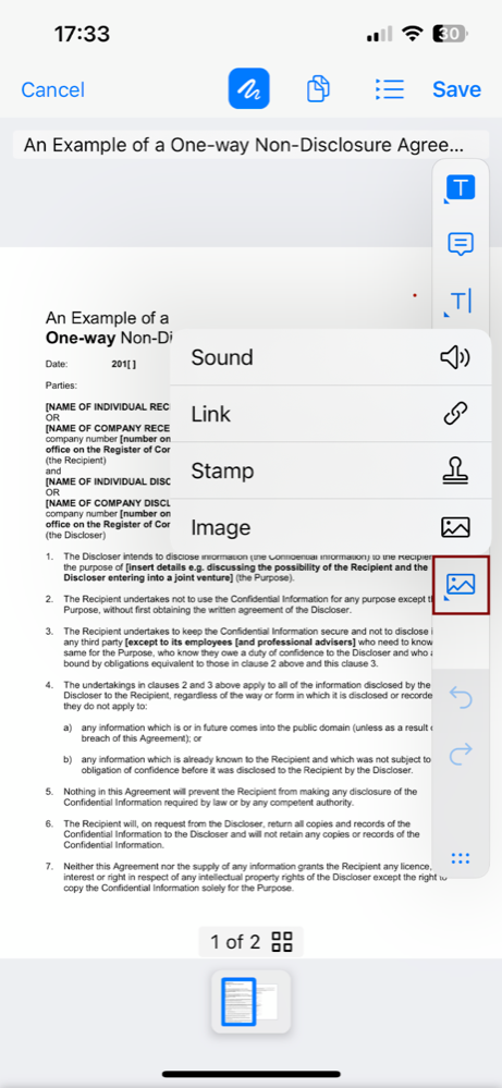 PDF Viewer & editor in iOS - 26 long pression icon for more options.png