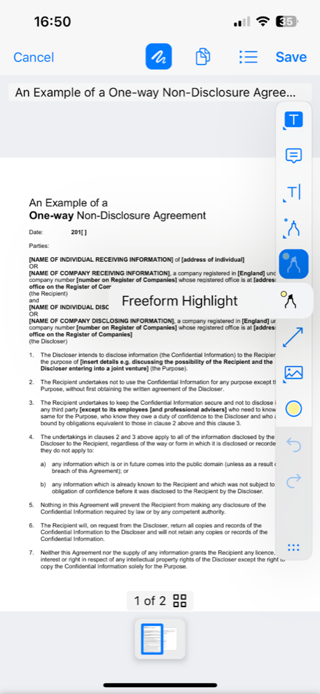 PDF Viewer & editor in iOS - 20 freeform highlight button.png
