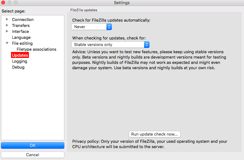 filezilla for mac yosemite