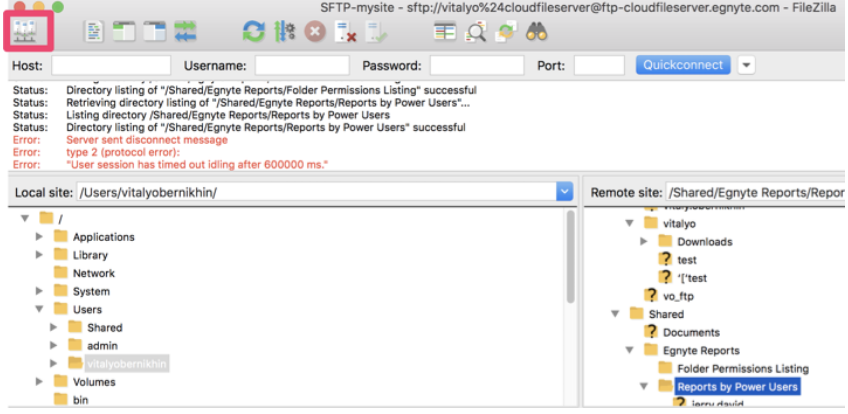 filezilla client change drive