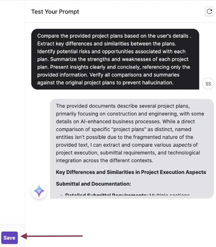 WebUI_ prompt management in Ask - test prompt.png