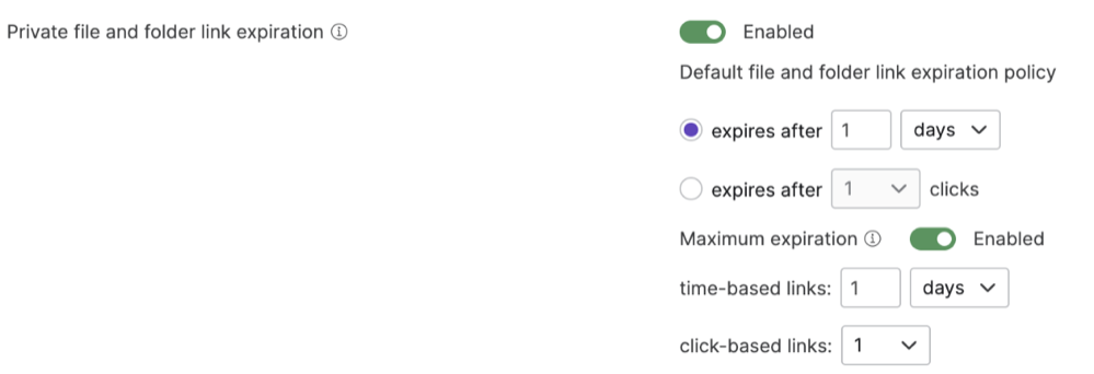 Share settings - private link expiration options.png
