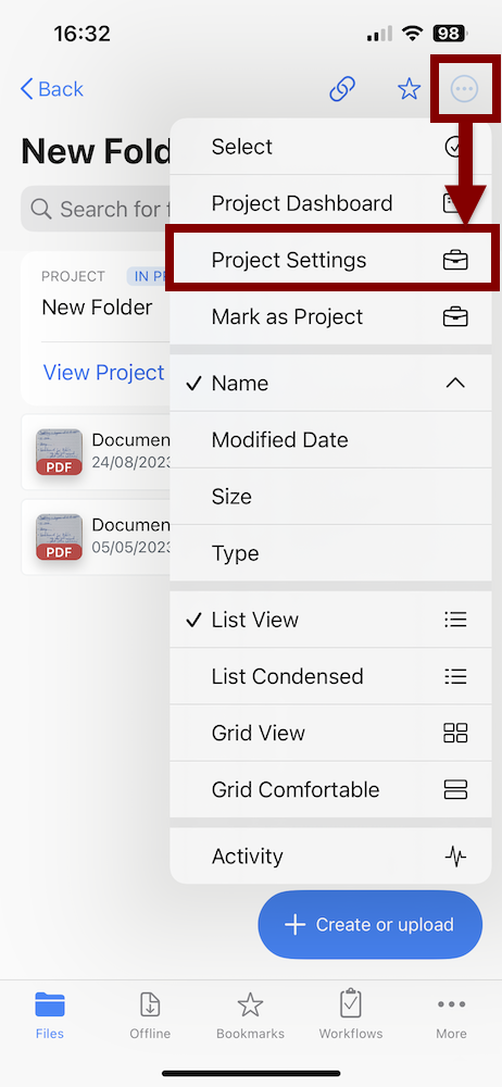 Accessing Project Settings in the Egnyte iOS app 7.png